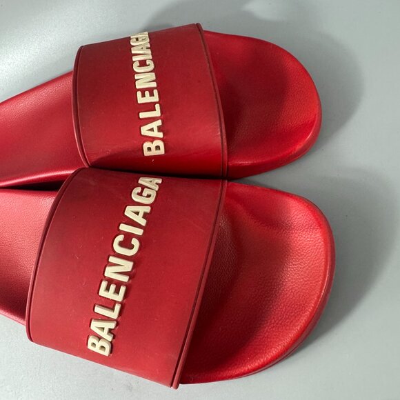 BALENCIAGA Men's Pool Slides in Red, Size US 12 - Picture 13 of 15